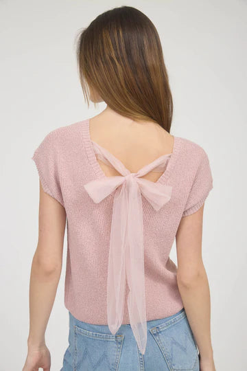 BACK TIE KNIT SWEATER