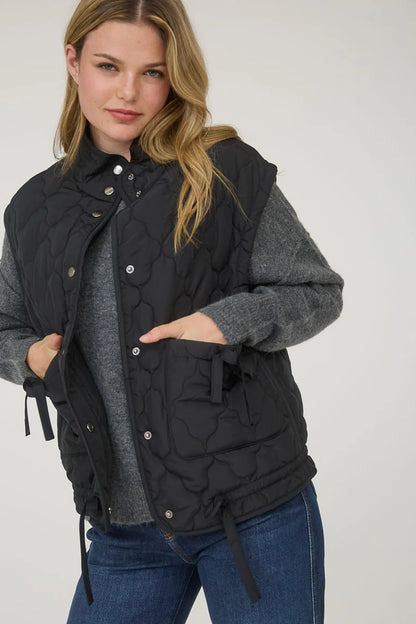 TIE QUILTED PUFFER VEST