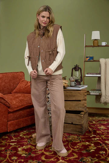 TIE QUILTED PUFFER VEST
