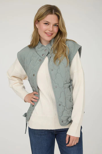 TIE QUILTED PUFFER VEST