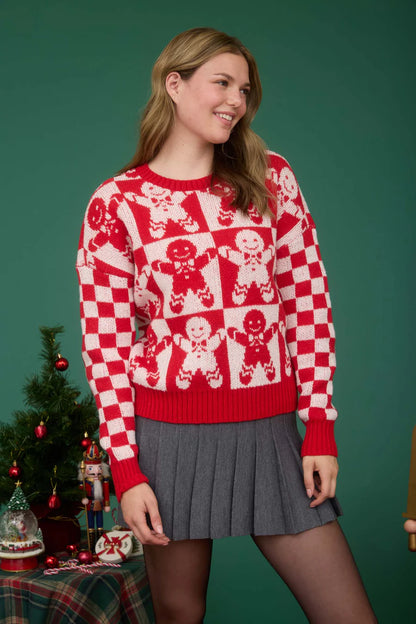CHECKERED GINGERBREAD SWEATER