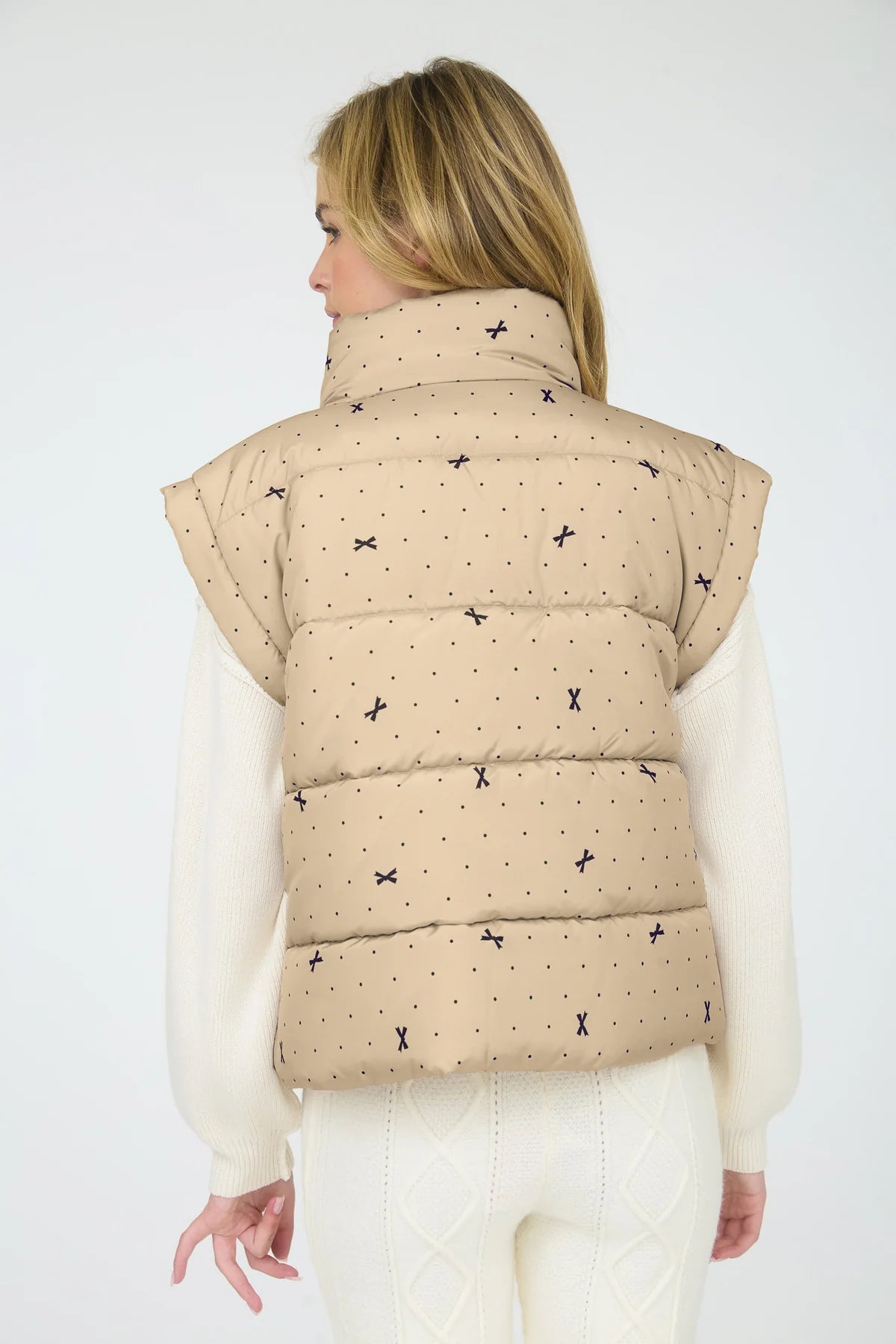 Polka Dot Bow Puffer Vest