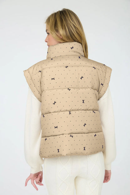 Polka Dot Bow Puffer Vest