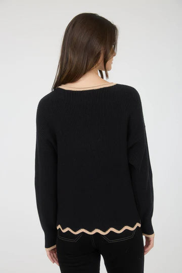 SCALLOP TRIM SWEATER