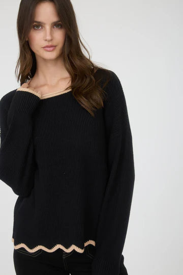 SCALLOP TRIM SWEATER