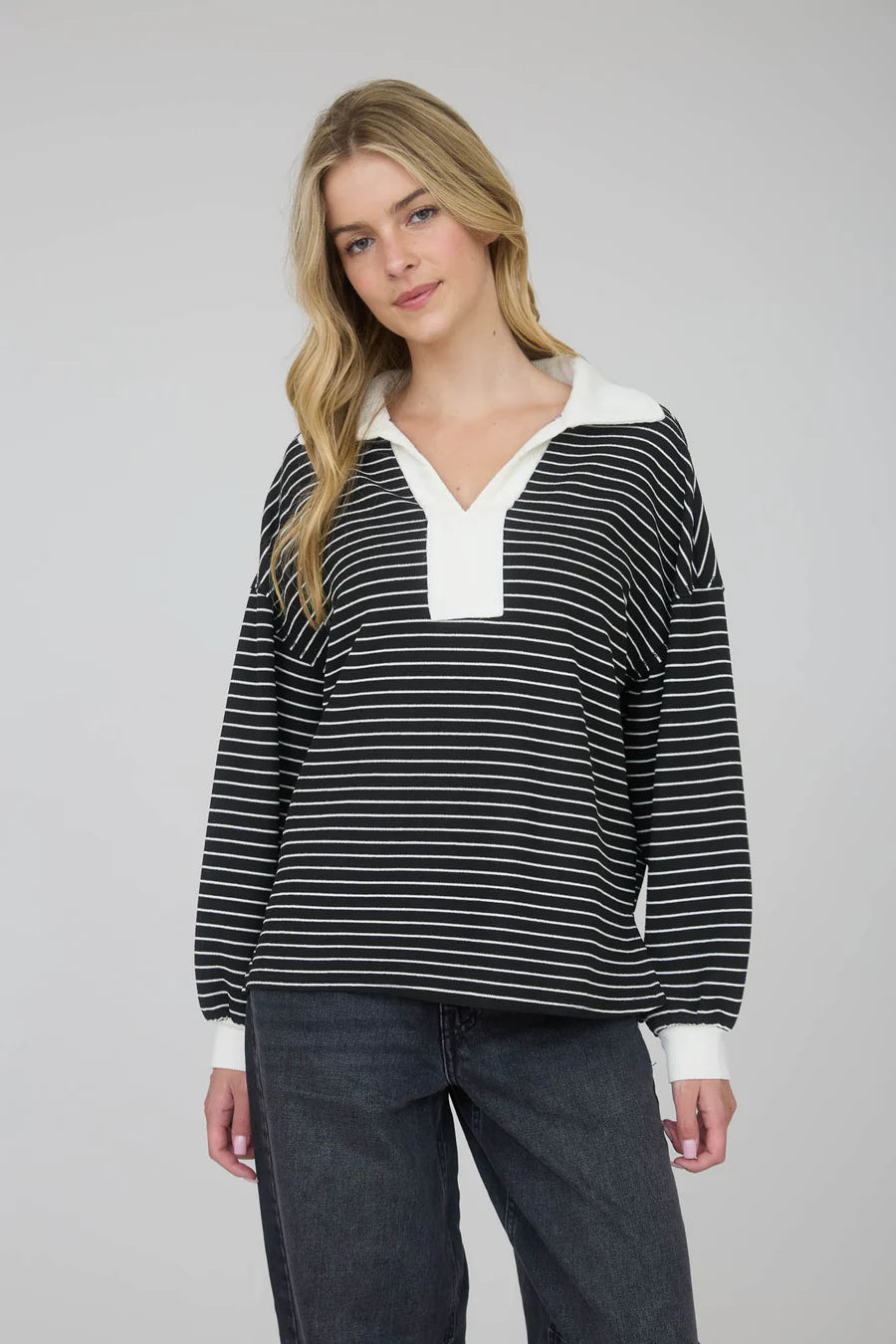 COLLAR STRIPE TOP