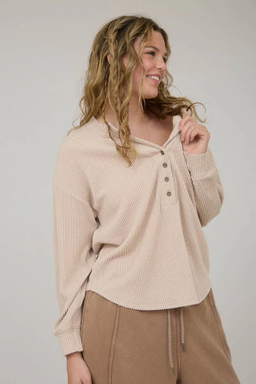 RIBBED HENLEY TOP