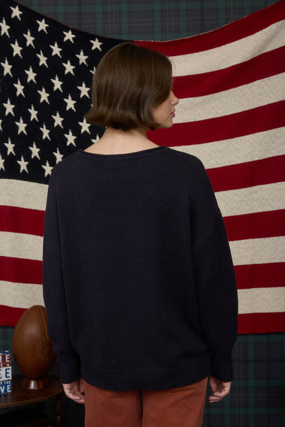 WESTERN BOOT JACQUARD LONG SLEEVE KNIT SWEATER