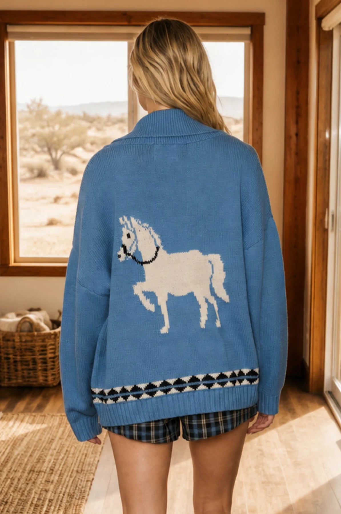 SHAWL COLLAR WESTERN CARDIGAN