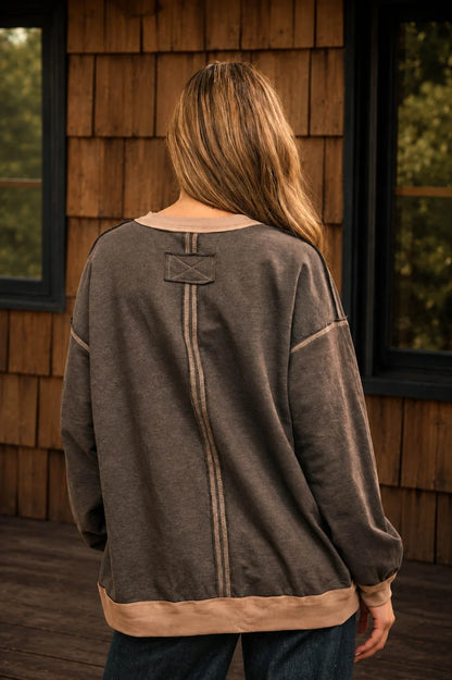 Contrast Crush Knit Top