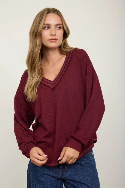 Relaxed Knit V-Neck