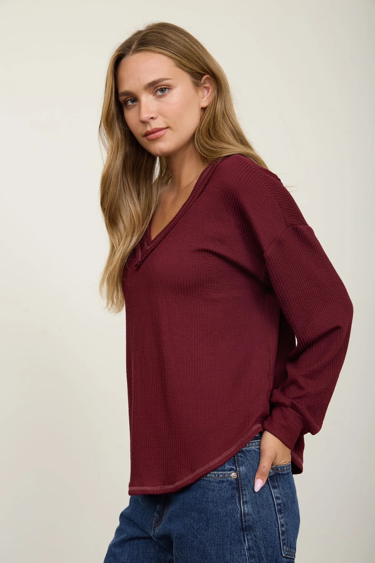 Relaxed Knit V-Neck