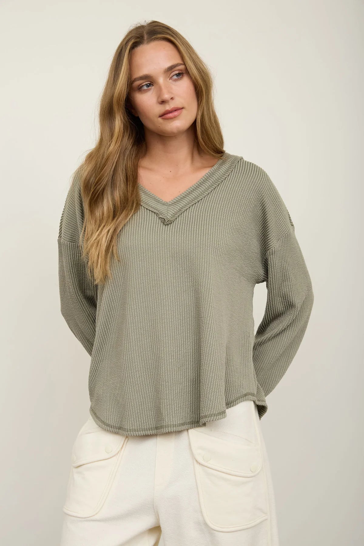 Relaxed Knit V-Neck