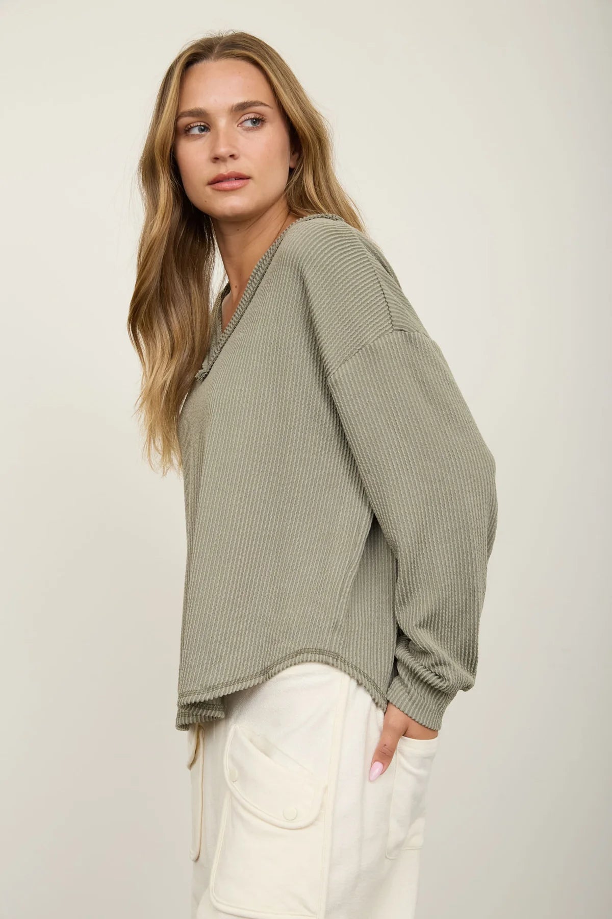 Relaxed Knit V-Neck