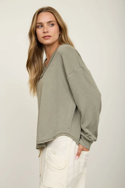 Relaxed Knit V-Neck