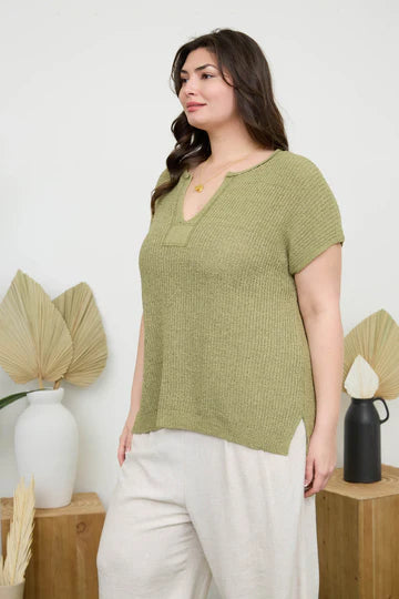 SPLIT NECK PULLOVER