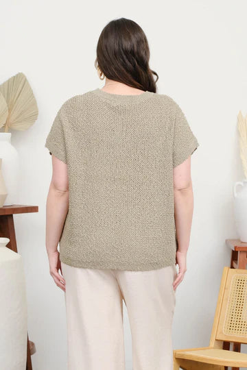 TEXTURED CREW PULLOVER