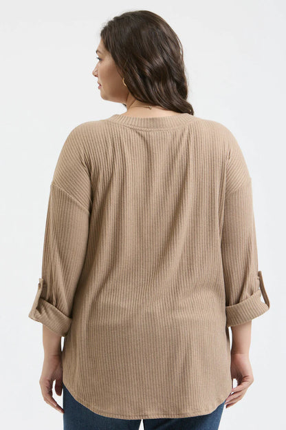 3/4 SLEEVE HENLEY TOP