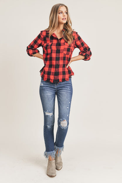 BUFFALO PLAID FRAYED FLANNEL
