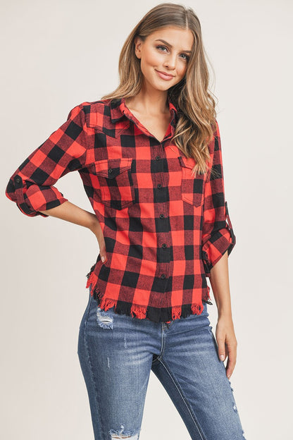 BUFFALO PLAID FRAYED FLANNEL