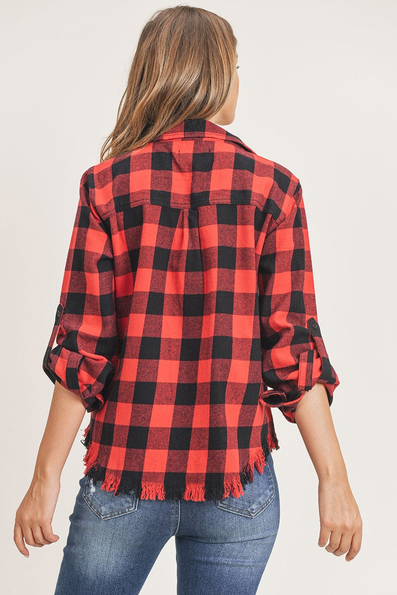 BUFFALO PLAID FRAYED FLANNEL