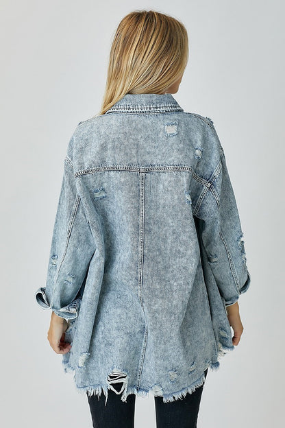 BALLOON SLEEVE DENIM DRESS