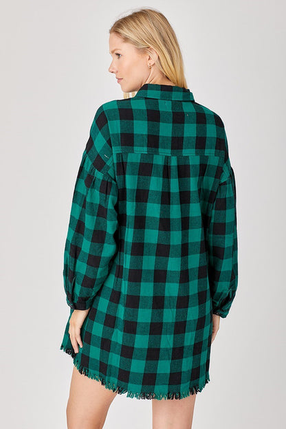 RISEN PLAID SHIRT DRESS