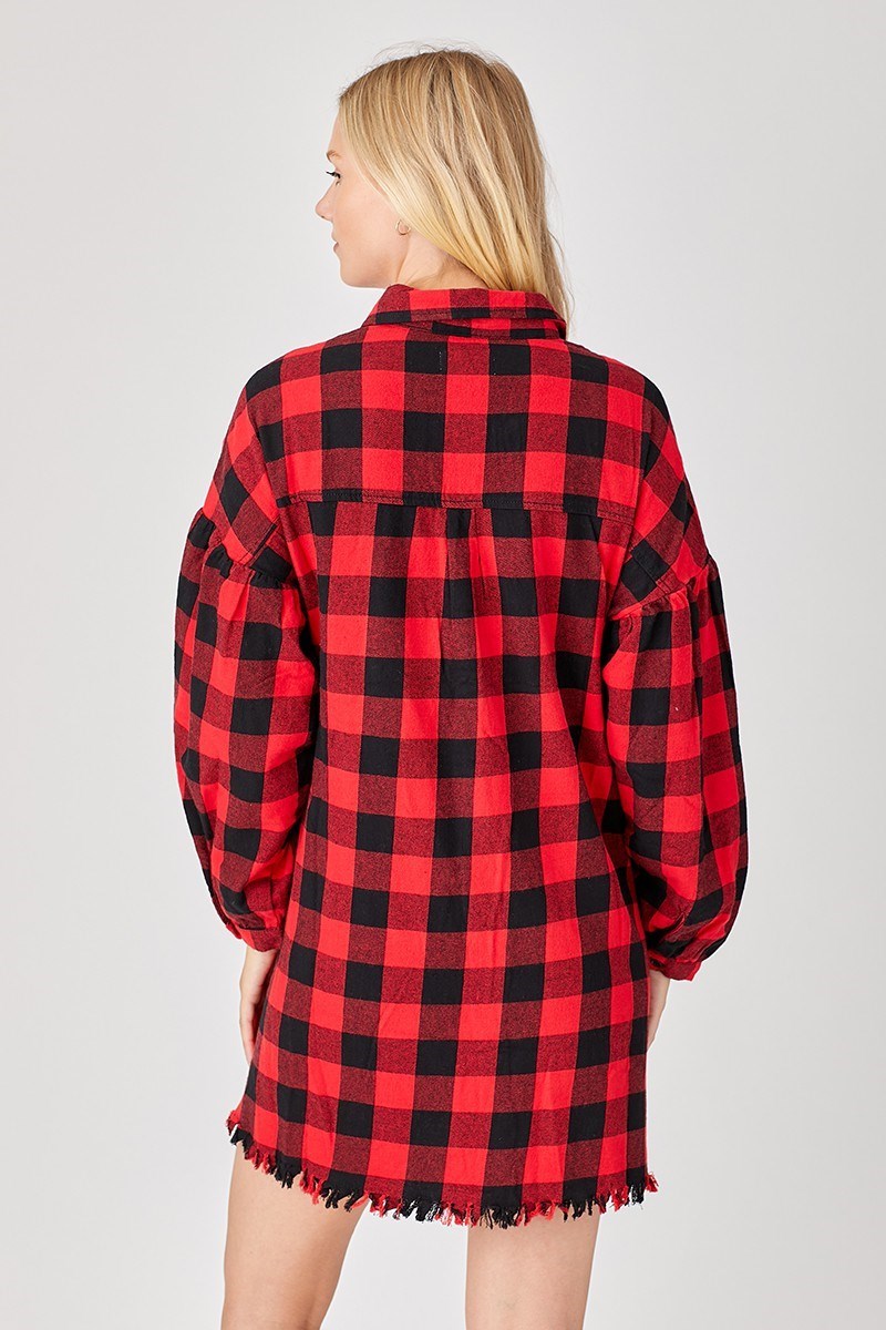 RISEN PLAID SHIRT DRESS