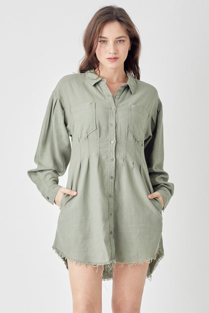 RISEN SHIRRING SLEEVE DRESS