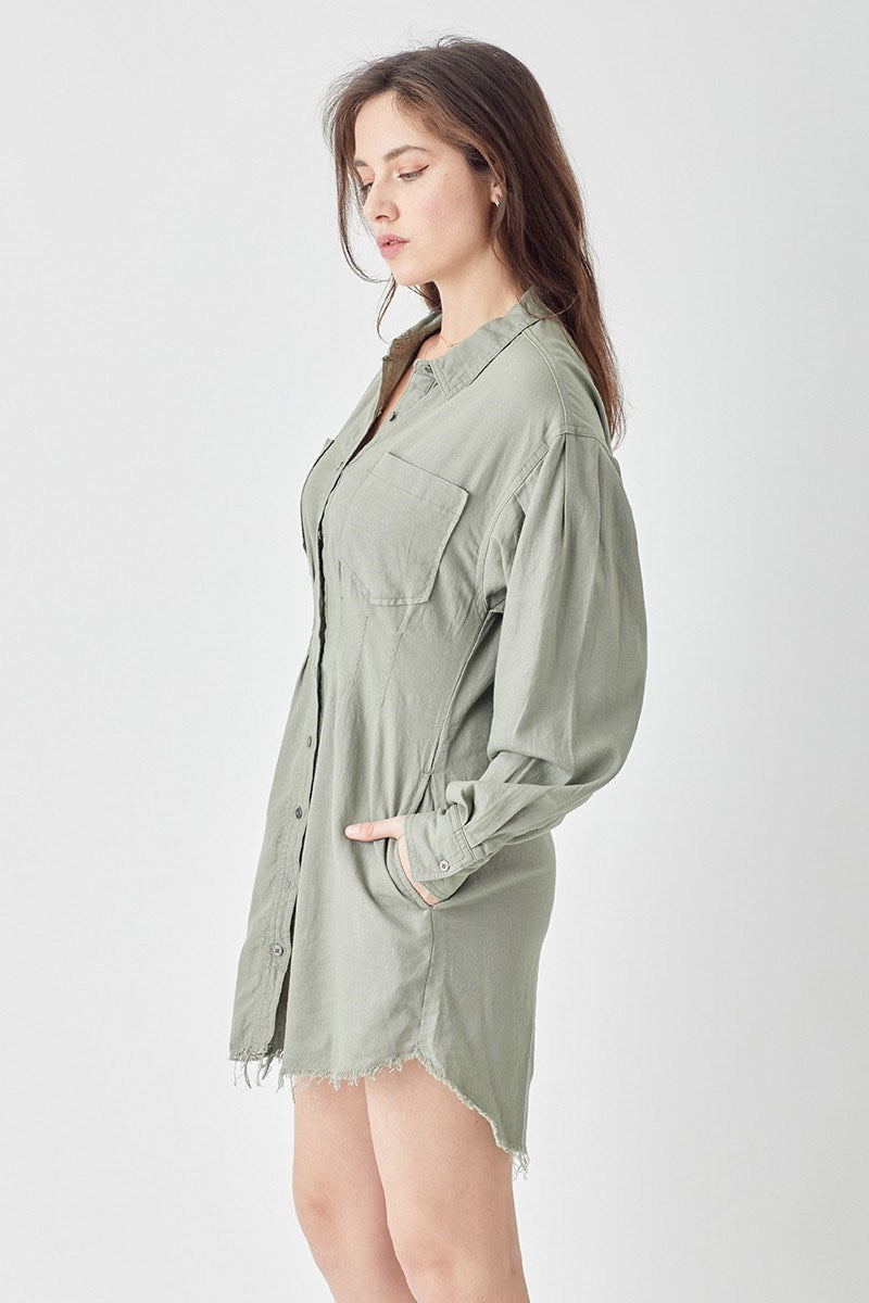 RISEN SHIRRING SLEEVE DRESS