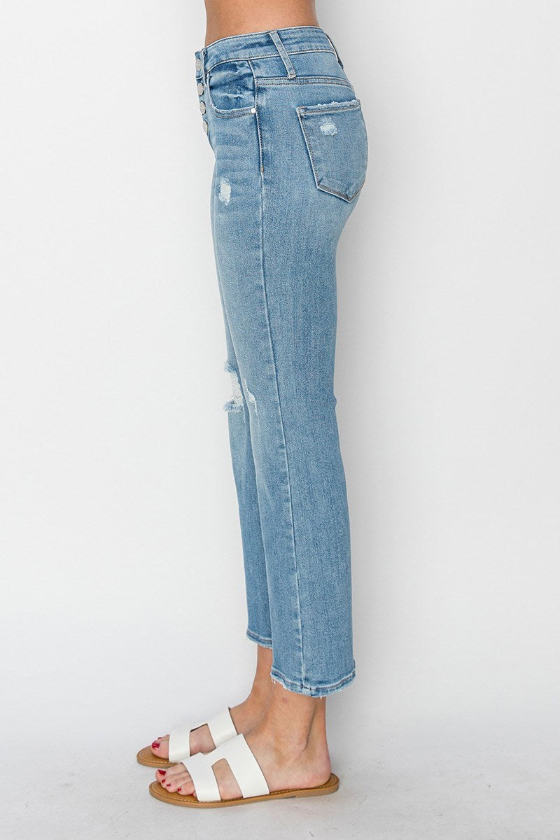 RISEN BUTTON CROPPED FLARE-MID