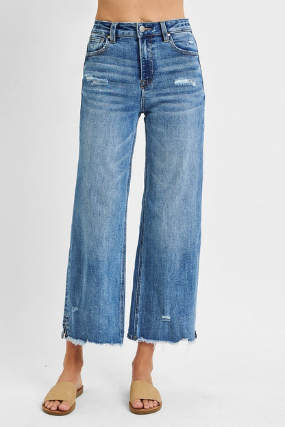 RISEN SIDE SLIT CROP JEANS