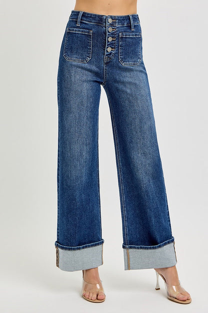 RISEN BUTTON CUFFED JEANS