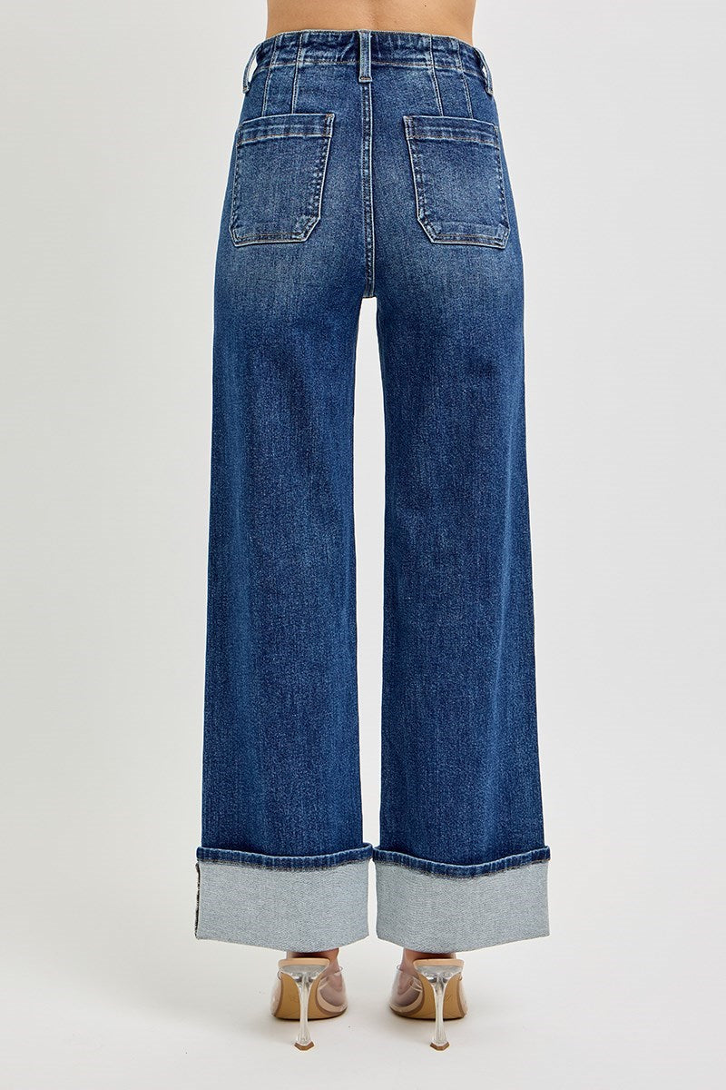 RISEN BUTTON CUFFED JEANS