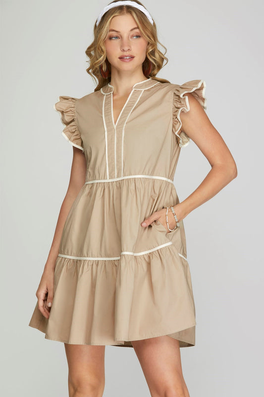 Ruffle Sleeve Tiered Dress