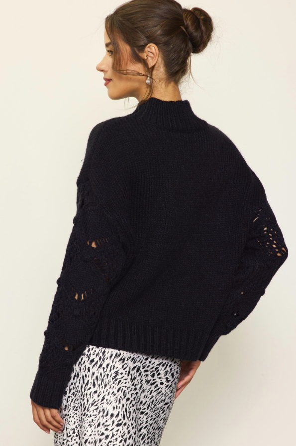 CROCHET SLEEVE SWEATER