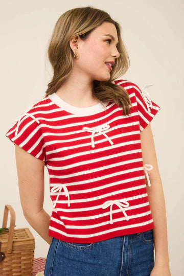 STRIPE BOW TOP