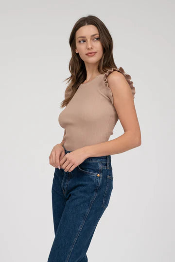 RUFFLE TRIM SWEATER