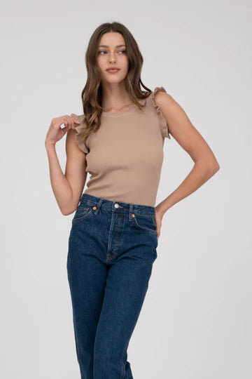 RUFFLE TRIM SWEATER