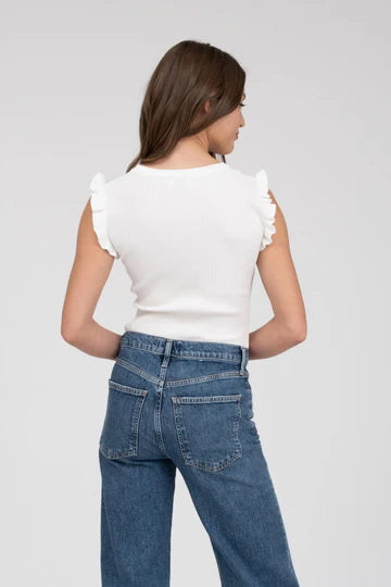RUFFLE TRIM SWEATER