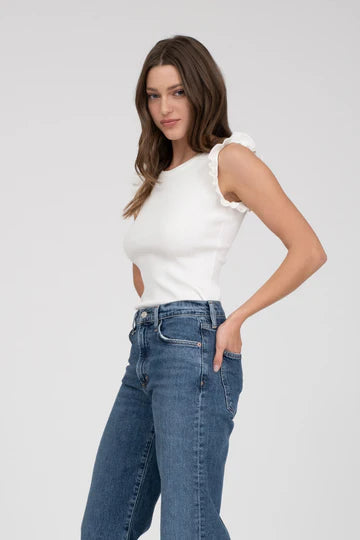 RUFFLE TRIM SWEATER