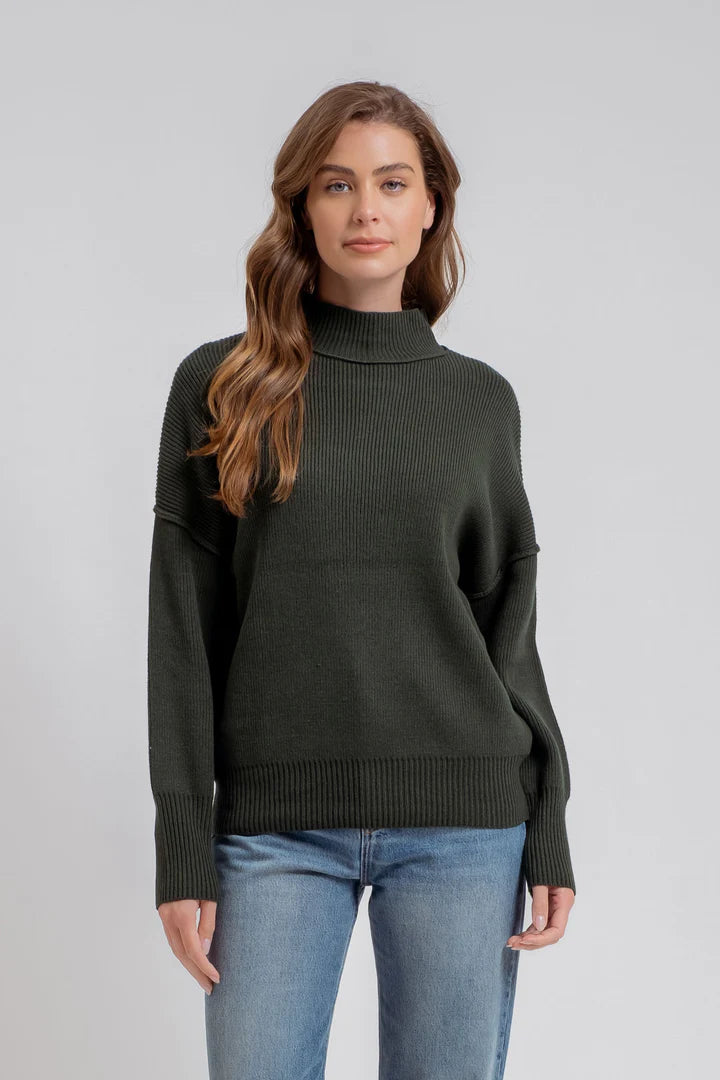 Mock Neck Ribbed Sweater