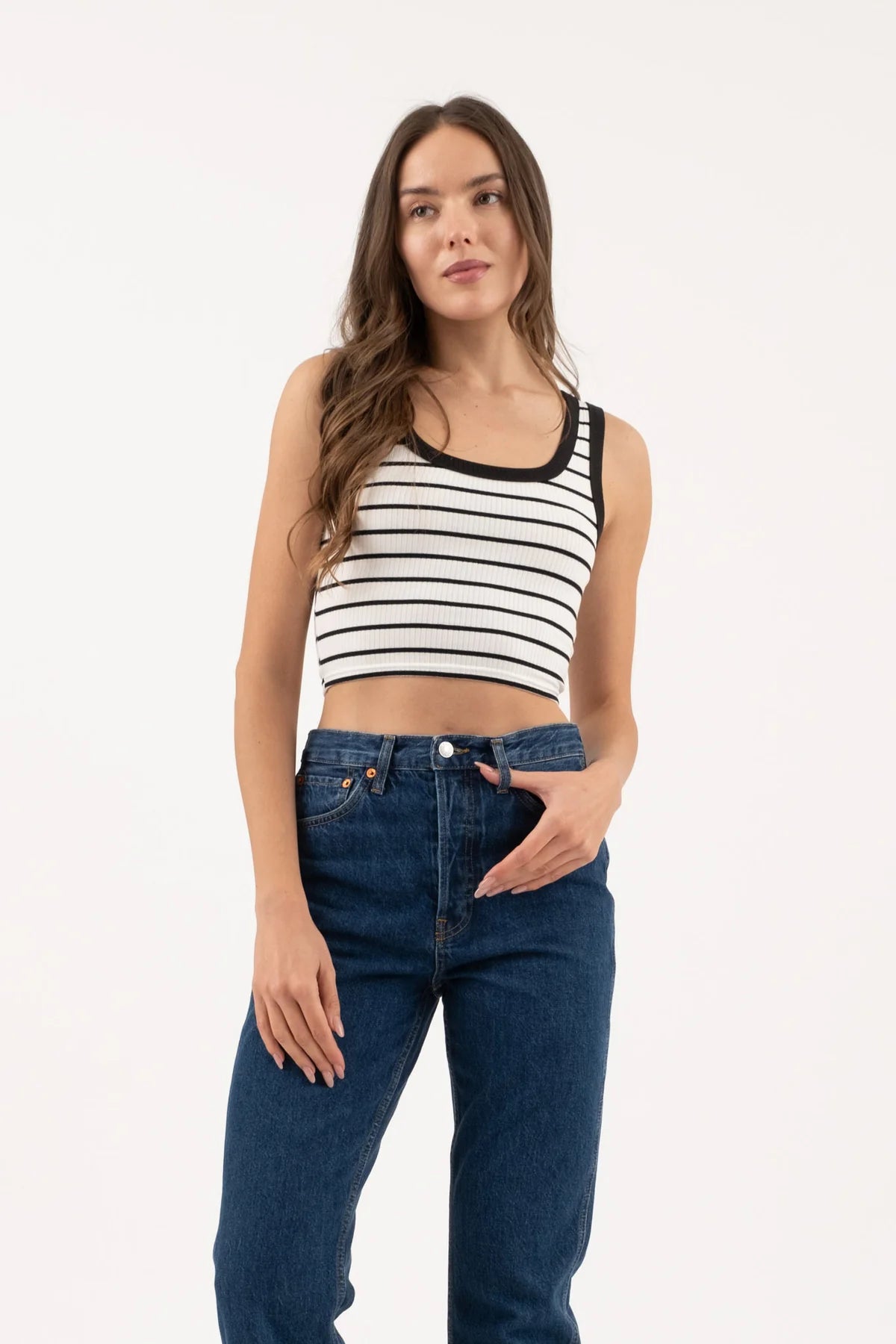 STRIPE SLEEVELESS CROP