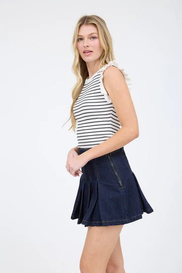 RUFFLE TRIM SWEATER