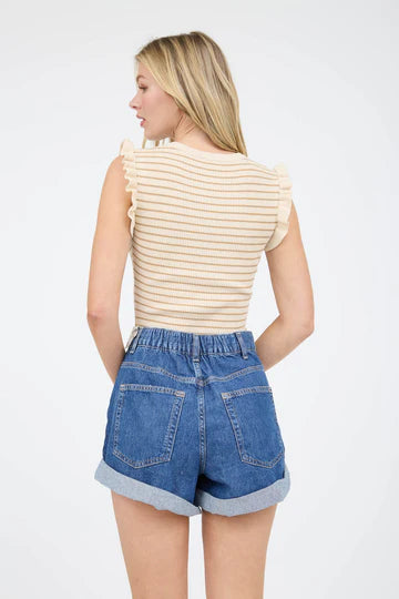 RUFFLE TRIM SWEATER