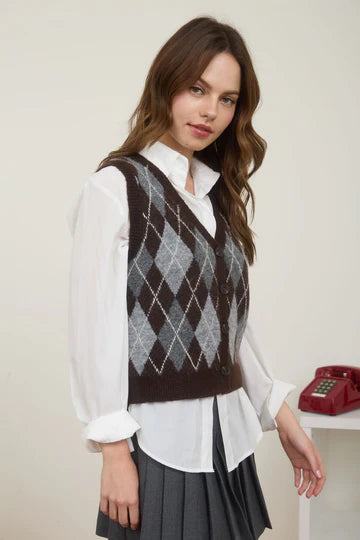 ARGYLE CARDIGAN VEST