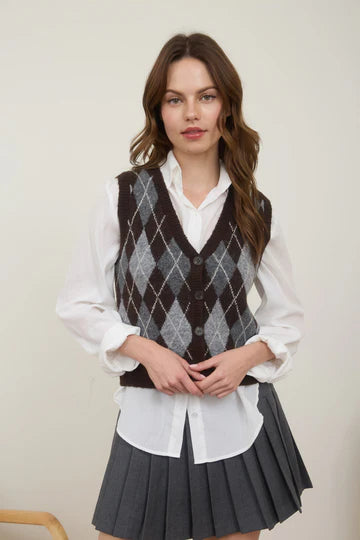 ARGYLE CARDIGAN VEST