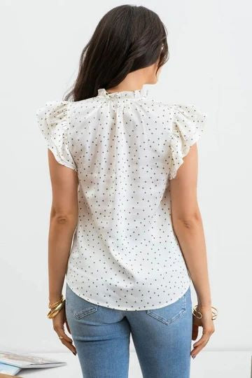 COLLARED WOVEN TOP