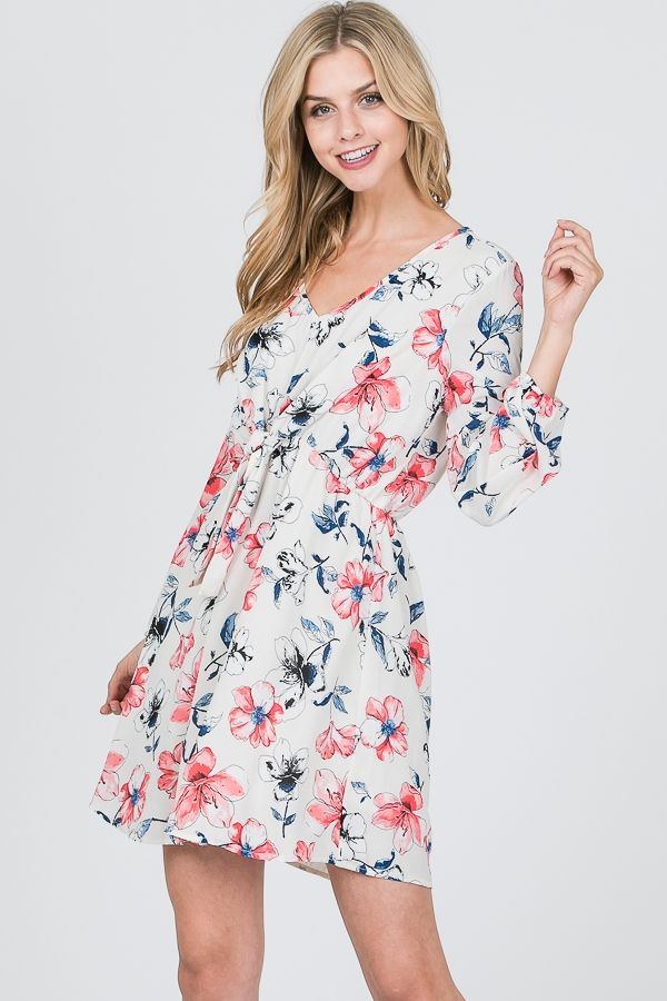 Pastel Petals Tie Dress