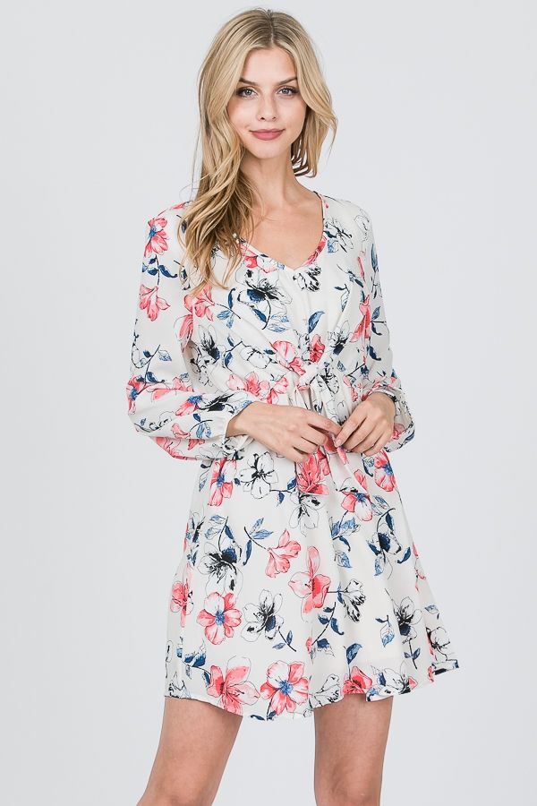Pastel Petals Tie Dress
